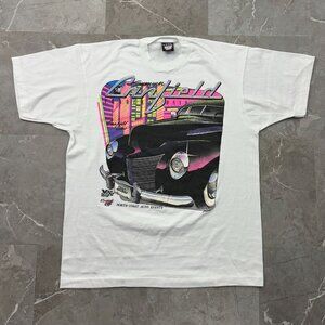 90s Vintage Hotrod Graphic Tee Mens XL Canfield Trader Days Ford Chevy Chevrolet